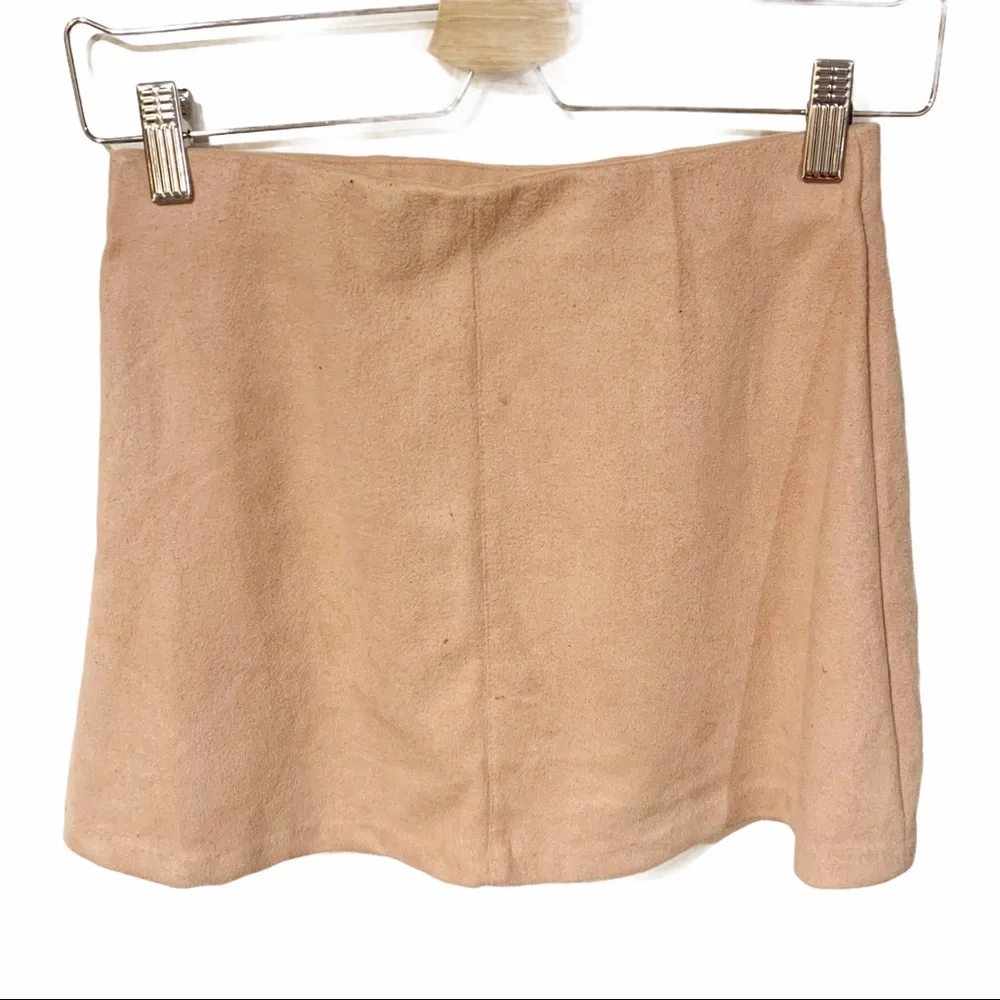 John Galt Brandy Melville One Size‎ Pink Velvet Mini Skirt Skater Faux Suede